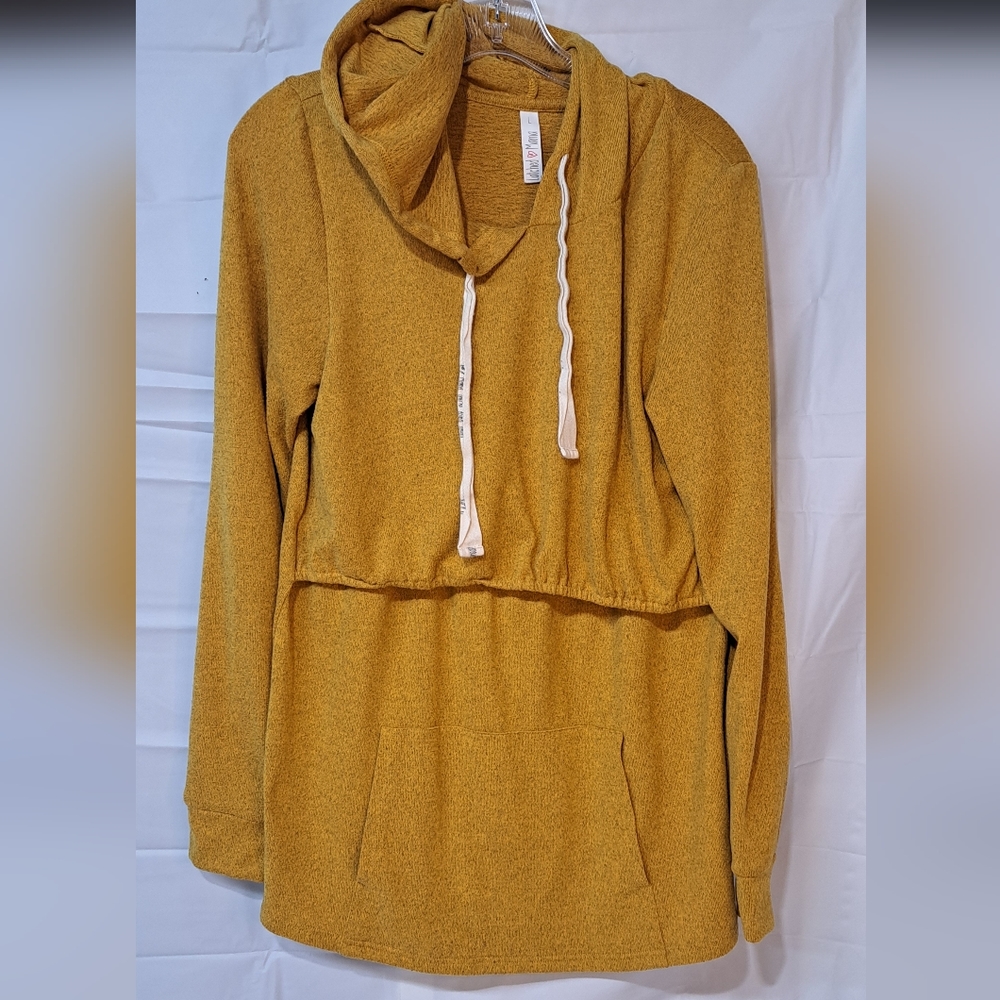 Latched Mama Everyday Nursing Hoodie Maternity Mustard Yellow Size Large Soft